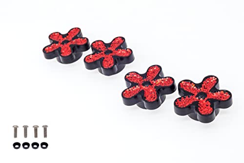 Image of FD&D Multiple Use Shining Screw Cap, Red Daisy Pattern with M5 Machine Screw