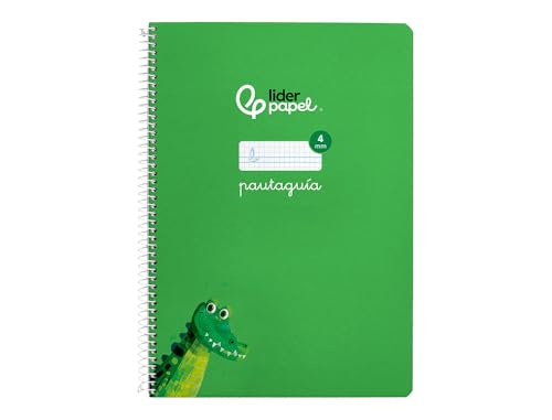 Cuaderno espiral liderpapel a4 pautaguia tapa blanda 80h 75 gr cuadro pautado 4mm color verde