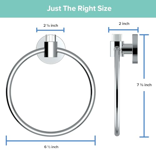 Image of Gatco 5712 Clarion Towel Ring, Wall Mounted Hand Towel Holder for Bathroom Vanity, Acrylic & Chrome Bathroom Hardware Accessory