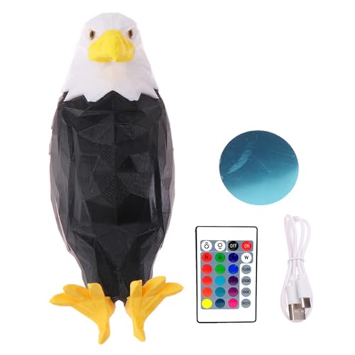 Image of 3D Colorful Bald Eagle Wall Light, Magntic Eagle Bird Shadow Night Lamp, USB Charging, 16 Colors&4 Flashing Modes&Adjustable Brightness, Wall Decoration Light