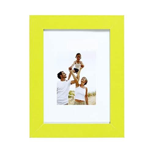 IMAGINE Cadre Photo Bois 10x15 cm - Couleur Bois Vert - Bois reconstitué - Cadre pour Photo 10x15 cm - Baguettes Larges et Plates - Marque Française – Cadre Photo Optimo Vert 15x10 cm