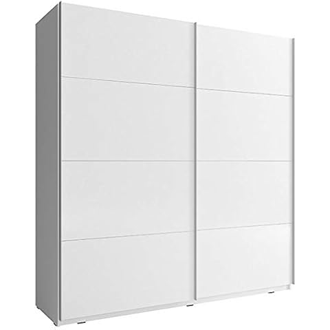 CHECO HOME AND GARDEN WHITE 150 cm WIDE SLIDING 2 DOORS WARDROBE 'MIKA VI' WHITE SIDES + GLOSSY FRONT WHITE/BLACK (White) Cover
