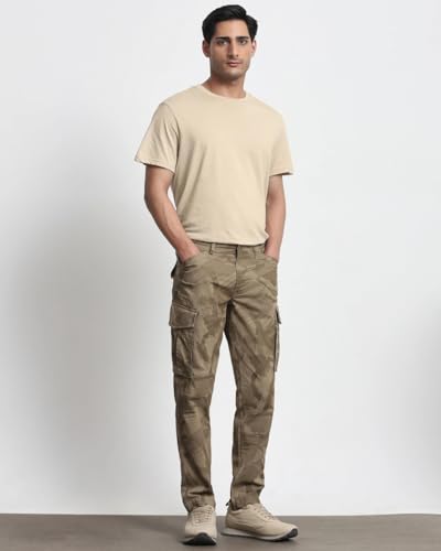Image of MUFTI Khaki Slim Fit Cargo Trousers