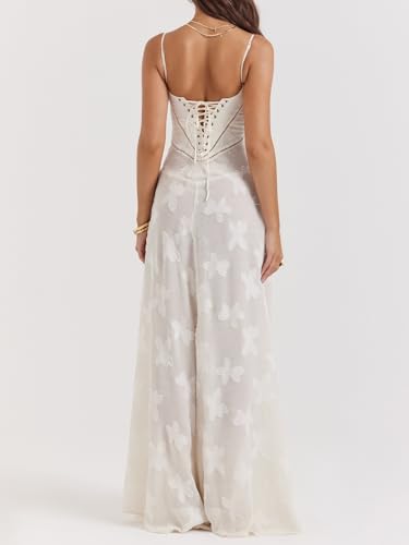 French Lace Maxi Dress Strappy Slim Square Neck Delicate Jacquard Maxi Dress4