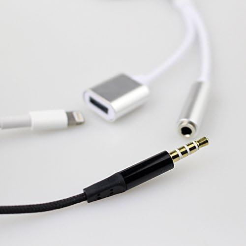 Sout 2 in 1 Headphone/Charging Adapter for iPhone X, iPhone 8, iPhone 8 Plus, iPhone 7 and iPhone 7 Plus Lightning to 3.5mm Headphone Jack Adapter (Silver)