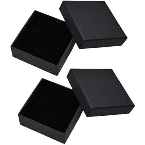 DOMINNE 2PCS Jewelry Gift Box Black Cardboard Jewellery Boxes with Sponge Packaging Box Set for Earrings Necklaces Bracelets Rings Cover