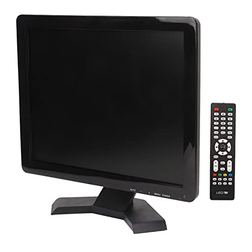 15 Zoll TFT LCD Monitor, Tragbare Dual Lautsprecher und Ferngesteuerter TFT LCD Monitor mit VGA HD Multimedia AV BNC USB DC Eingang für Küche, Büro, Wohnzimmer