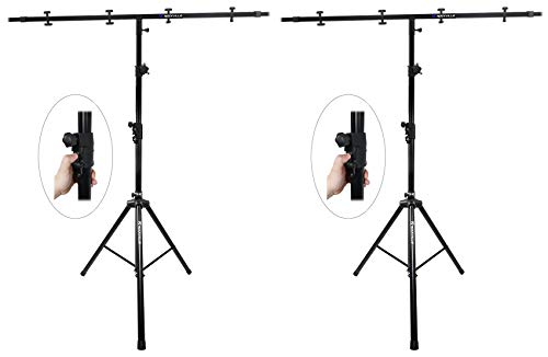 (2) Rockville DJ PA Tripod Speaker Stand Hydraulic Air Auto Lift & Lowering RVSS4A Bundle with (2) Rockville RCS52 Universal Lighting Cross Bar Stand Adjustable from 5 ft - 7.5 ft (4 Items)