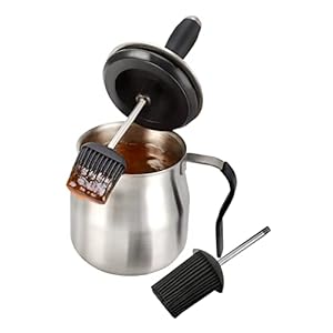 WEQUALITY 32oz Basting Pot with 2 Replaceable Basting Brush Set，Fathers Day Grilling Gifts for Men and Dad，Grill BBQ Gifts Accessories，Premium Stainless Steel 304 Barbecue Sauce Pot