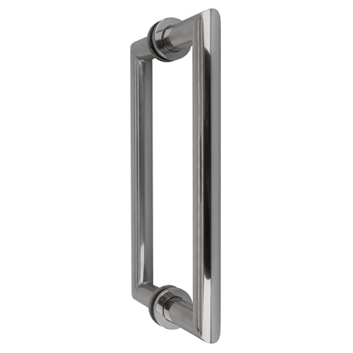 Image of C.R. Laurence CRL Polished Chrome 8 inch MT Series Round Tubing Mitered Corner Back-to-Back Pull Handle