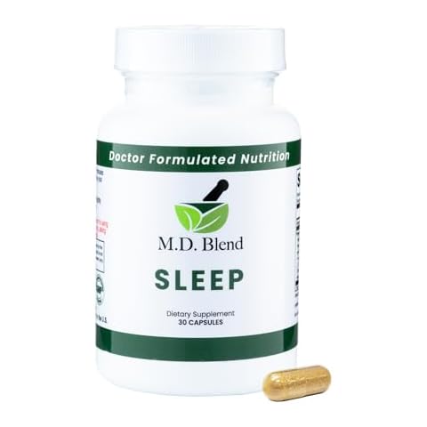 M.D. Blend Sleep - Natural Supplement with L-Theanine, Ashwagandha, Magnesium, Valerian Root, Melatonin - Non-Habit Forming Formula for Rejuvenating - 30 Capsules Cover