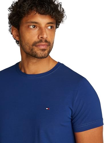 Tommy Hilfiger Herren Stretch Slim Fit Tee Mw0mw10800 S/S T-Shirt, Blue (Wedge Blue), 3XL Große Größen – Ansicht 3