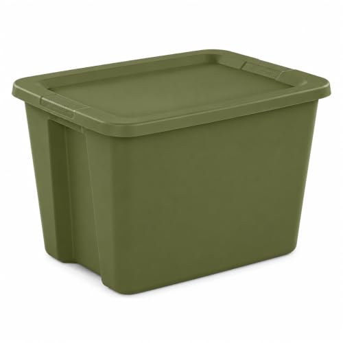Image of 18 Gallon Plastic Storage Tote with Secure Snap-On Lid, Stackable Storage Bin for Linens, Seasonal Decor, Keepsakes & Home Organization (Olive)