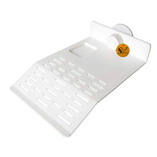 Sage Square Platform Cum Basking Ramp (with Food Bowl) for Aquarium Decor with Suction Cup for Turtle, Reptile, Aquarium, Small Amphibians (Small Size)