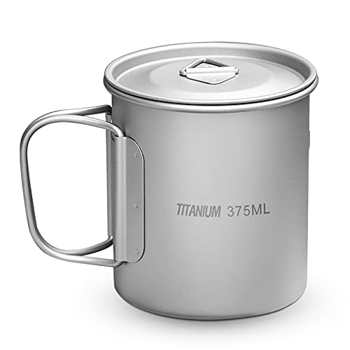 Gainty Copo de titânio ultraleve de 375 ml ao ar livre portátil camping piquenique água xícara de ch