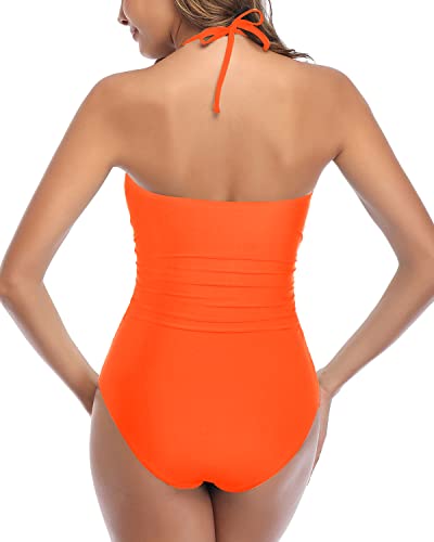 Image of Tempt Me Women Sexy Cutout One Piece Swimsuits Tummy Control High Waisted Halter Front Tie Knot Bathing Suit