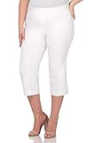 Rekucci Curvy Woman Plus Size Classic Pull-On Stretchy Straight Leg Capri (20W, White)