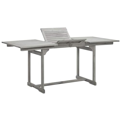 Gecheer Mesa de Comedor Jardín Mesa Extensible Jardín Exterior Terraza Balcón Mesa de Comedor de Patio Madera Maciza Acacia (120-170) x80x75 cm