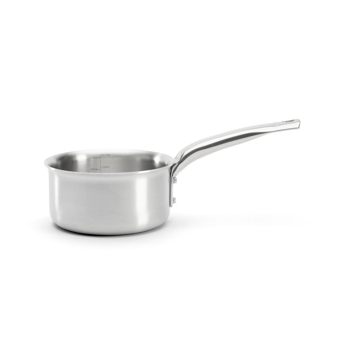 De Buyer - Casserole en inox 3 couches ALCHIMY - 14 cm - Fabriquée en France, Maîtrise de la Cuisson, Inox 18/10, Tous Feux + Four, Finition Poli Brossé