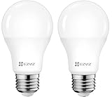 Photo Gallery ezviz lb1 lampadina led smart wifi 8w 806lm, compatibile con alexa, e27 luce calda dimmerabile 2700k, comandabile tramite app, controllo vocale, nessun hub richiesto (2 pezzi), bianco