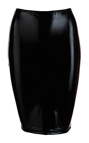 Jupe ajustée confortable en vinyle noir Cottelli Collection S