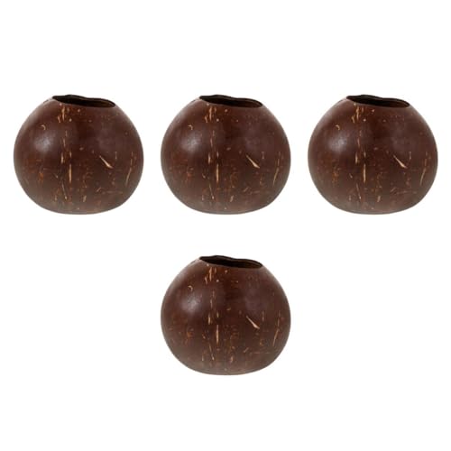 PRETYZOOM 4 Piezas Maceta De Coco Jardinera para Macetas Macetero De Cerámica Maceta De Flores Naturales Maceta Decorativa Maceteros Colgantes Rústicos Coco Real Cascara De Coco Coffee