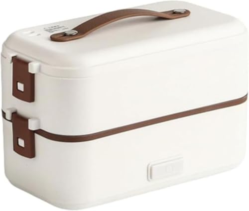 Vilom 炊飯器 弁当箱 超高速弁当箱 一人暮らし用 ミニ 炊く・蒸す・温め 多機能 ポータブル 304ステンレス製 持ち運び便利 車中泊 オフィスランチ 自宅用 小型電気 時短炊飯 携帯 (ホワイト,2層)