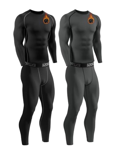 2 Packs Compression Set Men Thermal Underwear for Men Long Johns for Mens Thermals Top and Bottom Set