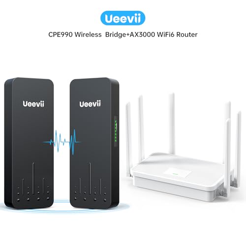 UeeVii CPE990 5.8G Gigabit Point to Point Wireless Bridge & UeeVii AX3000 WiFi6 Dual Band WiFi Router 6-Antennas