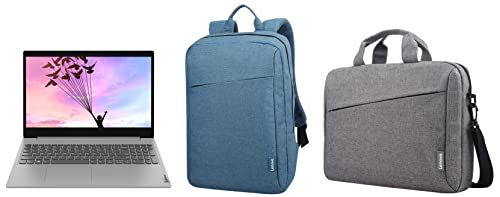 Image of Lenovo IdeaPad Slim 3 10th Gen Intel Core i3 15.6 inch(39.62cm) FHD (8GB /256GB SSD /UHD Graphics /Platinum Grey /1.7Kg), 81WB018EIN & Laptop Backpack 39.62 cm Blue & Laptop Briefcase T210 Grey