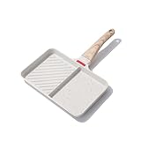 Unoschrim Non-stick Aluminum Divided Griddle Pan, 9.8 * 6.3 Inch, 2-Section Versatile Grill Pan for Cooking Eggs, Steaks, Chickens, All Stove Compatible