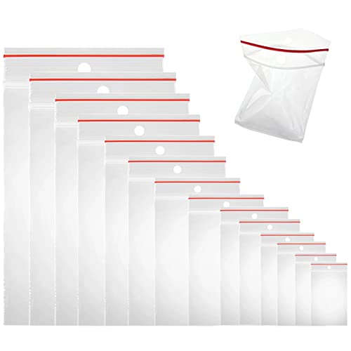 Wiederverschließbare Durchsichtige Druckverschlussbeutel mit Lochung | Kunststoffbeutel | Verschlussbeutel | Lebensmittelbeutel | 27 Größen zur Auswahl (500 Stück, 50x70mm) Cover