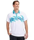 Tipsy Elves Men's Performance Golf Shirt - 4-Way Stretch, Quick Dry, Athletic Cut - White Rip 'N Sip Golf Polo - Large