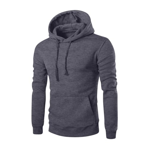 Mens Hoodie Casual Fleece Lined Pullover Hoodie Classic Pockets Workout Lightweight Cotton Fall Winter Clothes