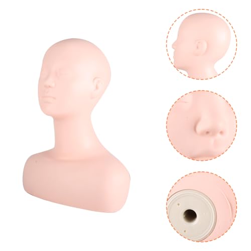 Lwuey Schaufensterpuppe Kopf mit Schultern, Weicher Mannequin Head Mützen Kopfhörer Ästhetik Perückenkopf Display Haar Hut Maske Brille Perücke Schmuck Kosmetik Massage Trainingskopf Schaufenster