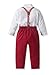 Baby Boy Wedding Dress Suits Formal Baby Boy Outfits Gentleman Clothes Toddler Boys Suit Shirt,Pants,Bow Tie White-red