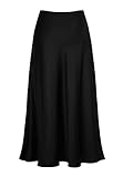 ALCEA ROSEA Damen-Midirock aus Satin, hohe Taille, seidig, elastisch, A-Linie, Rock für...