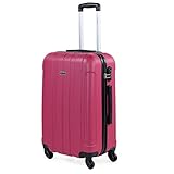 ITACA - Maleta de Viaje Rígida 4 Ruedas 63 cm Mediana ABS Lisa. para Estudiantes y Profesionales. Resistente y Ligera 771160, Color Fresa