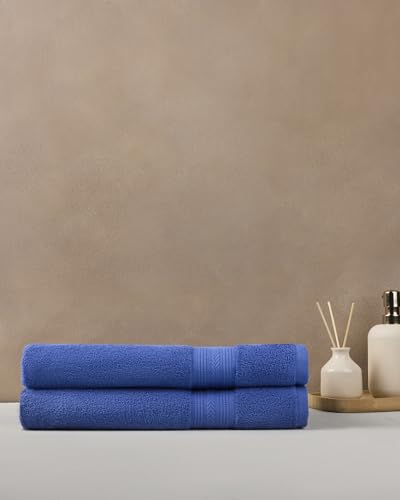 Image of Himeya Towels for Bath Large Size | 100% Cotton Bath Towels | Soft & Absorbent | 500 GSM | 70 x 140 cm | Blue | Pack of 2 | Bath Towels for Men, Women | Ideal for Everyday Use