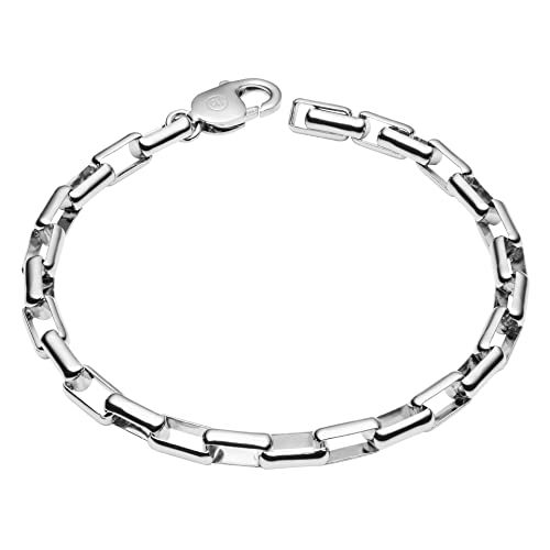 Platinum Plated Recycled Sterling Silver Box Chain Bracelet 23cm