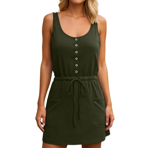 Genérico Mono Corto Casual para Mujer Camiseta Sin Mangas Mono de Verano Informal Suelto para Niñas Cómodo Transpirable para Playa(Multicolor,S-XL)