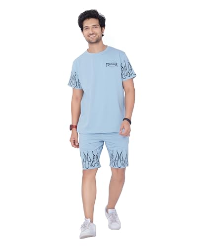 Image of WEET Cotton T-Shirt and Shorts Set for Men,Night Wear for Men,Men's Pyjama Set 114