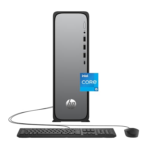Image of HP OmniDesk Slim Desktop PC, Intel Core i5-14400, 8 GB RAM, 512 GB SSD, Intel UHD Graphics 730, Windows 11 Home, Microsoft Copilot, Meteor Silver, S03-0012 (2026)
