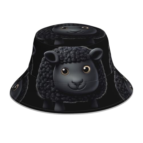 Petit bob réfléchissant imprimé mouton noir élégant et protecteur style unisexe HYTTER