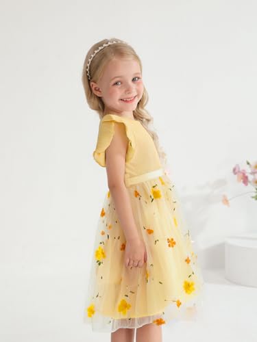 Sinhoon Toddler Girl Tulle Dress Summer Ruffle Sleeveless Baby Girl Fashion Casual Dresses 1-6Y4