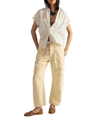 Pantalones Vaqueros Holgados Y2K para Mujer Estilo Vintage con Parches Pierna Ancha Tiro Medio cordón Ajustable y Bolsillos.