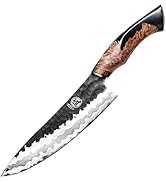MITSUMOTO SAKARI 8 inch Japanese 440C Damascus Gyuto Knife, Professional Kitchen Chef Knife, Adva...