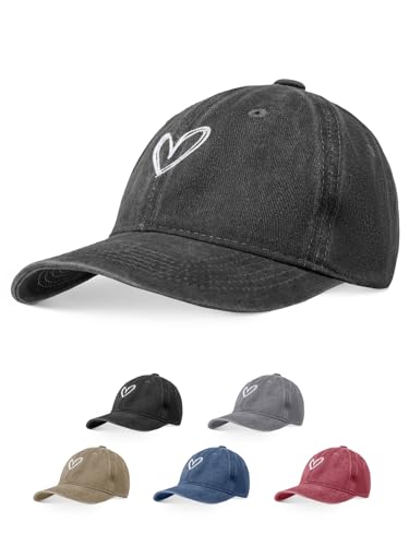 Gorra de Béisbol Mujer Vintage Algodón Lavado - Gorra Corazón Bordada Ajustable con Protección Solar | Sombrero Mujer Verano para Regalo y Casual (Negro,Talla única) Gorra de Béisbol Mujer Vintage Algodón Lavado - Gorra Corazón Bordada Ajustable con Protección Solar | Sombrero Mujer Verano para Regalo y Casual (Negro,Talla única)