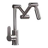 rubinetto di riempimento pentola in acciaio inossidabile, rubinetto per lavello da cucina montato sul ponte, rubinetto da cucina commerciale, miscelatore monocomando pieghevole estensibile auspicious