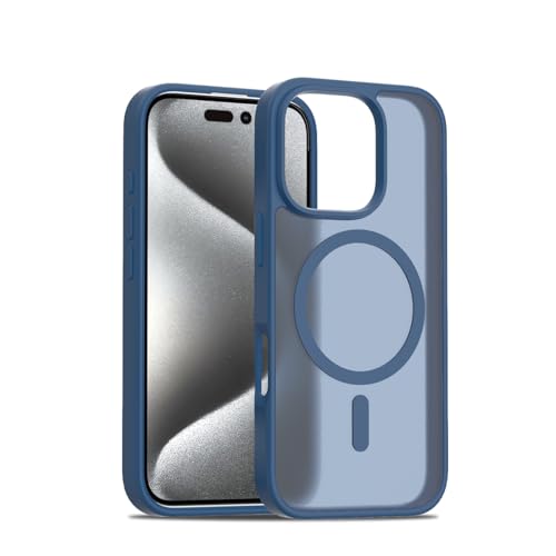 Image of for iPhone 16 pro Case [Compatible with Magsafe] Translucent Matte Phone Cover, [10 FT Military Grade Drop Protection] Slim Durable Shockproof Protective Bumper (Blue, iPhone 16 Pro)